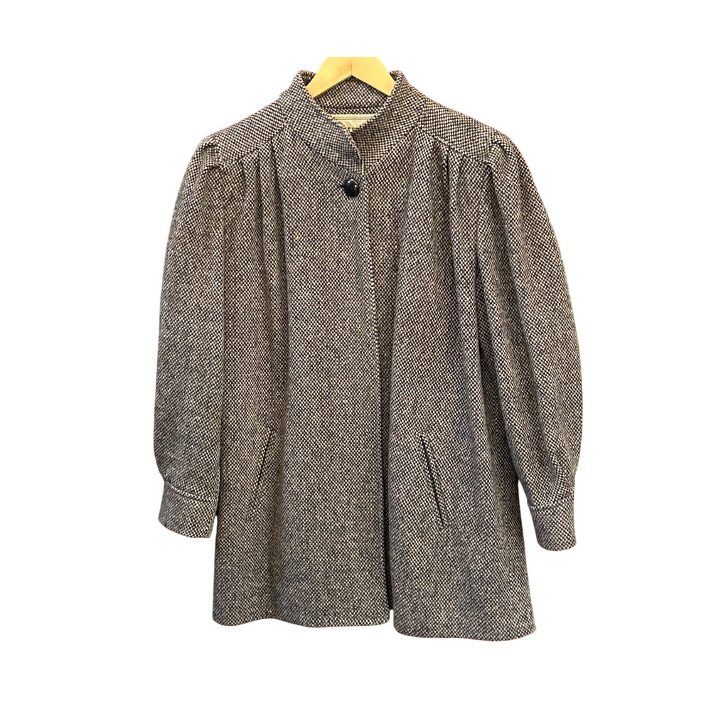 Vintage Fleetstreet Wool Blend Tweed Coat Bulgaria 80s 90s Classic Academia